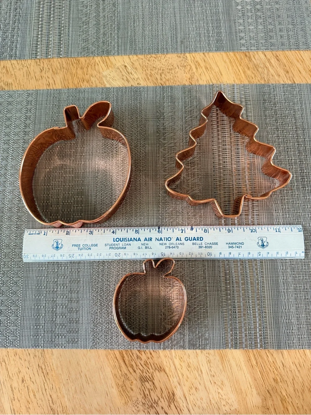 Vintage Copper Cookie Cutter Set (Tree, Apple, Pumpkin)